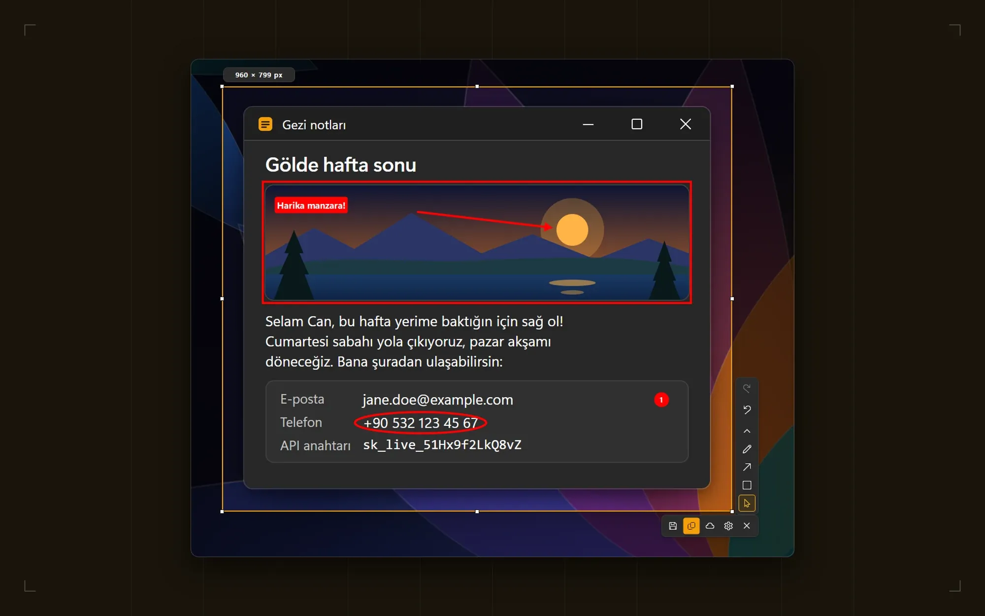 Selection area, annotations and tools during Print Screen