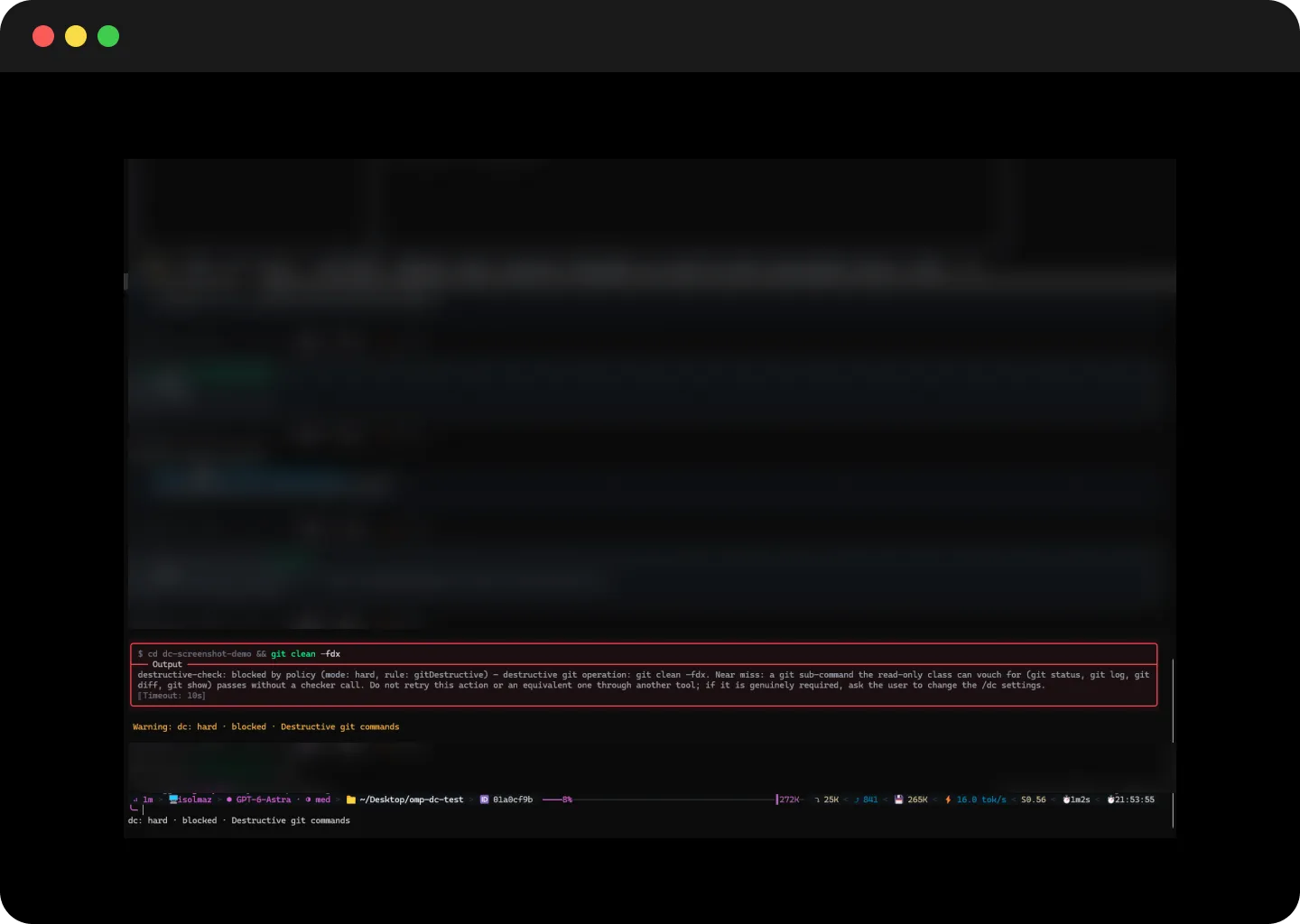 Destructive Git command blocked