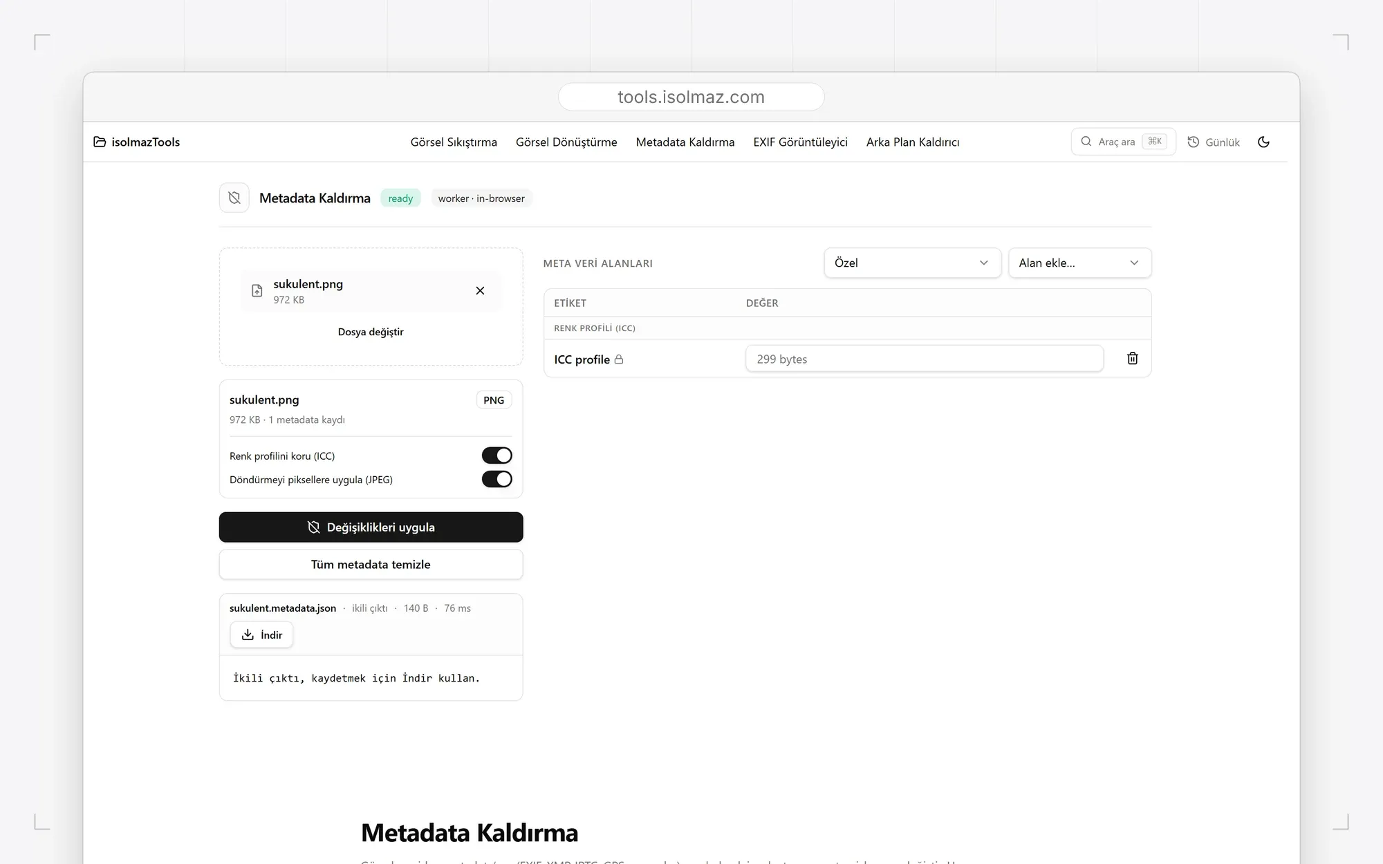 Metadata removal
