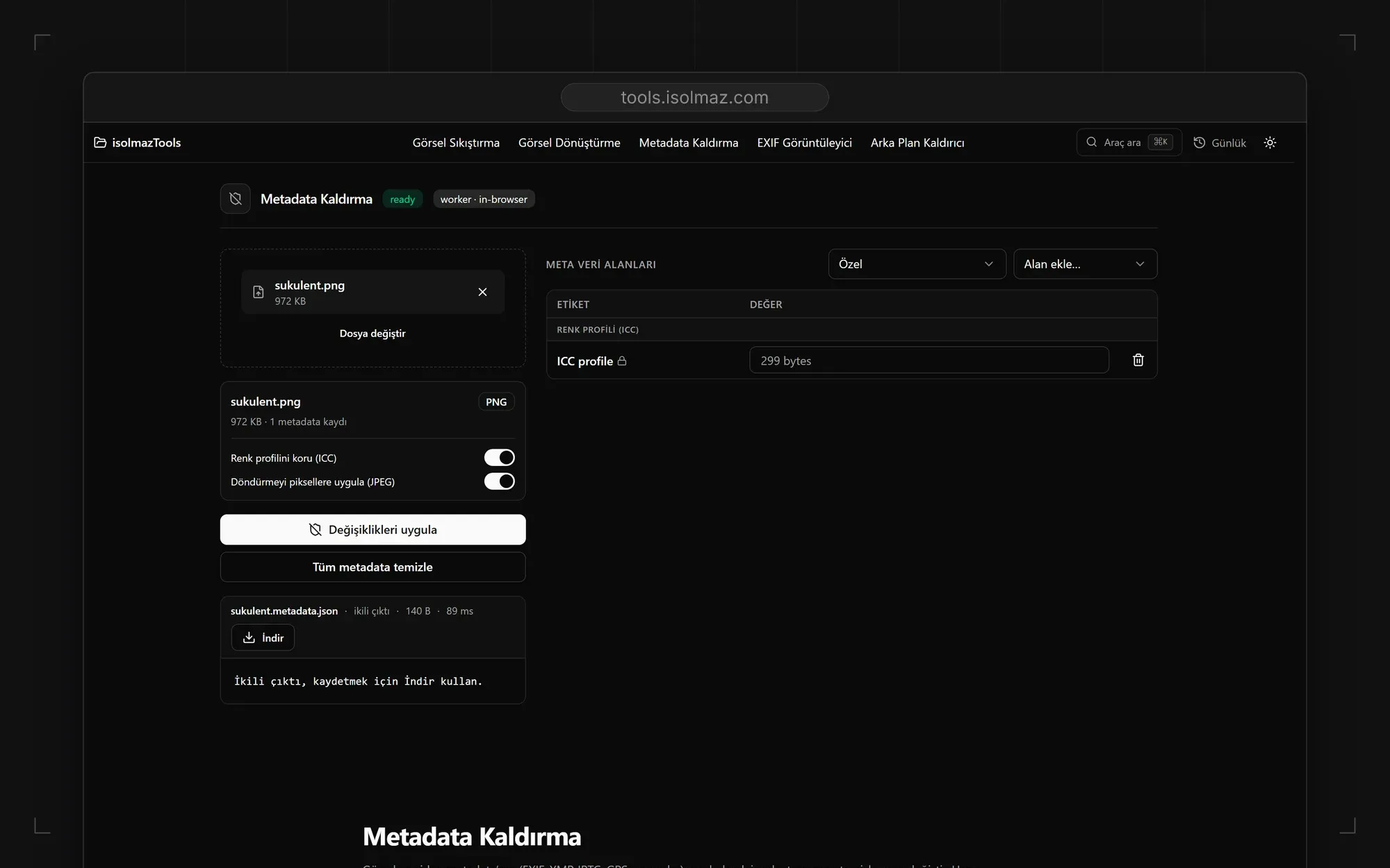 Metadata removal