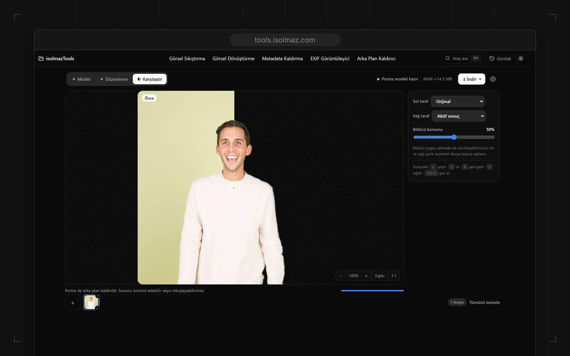 Before and after comparison